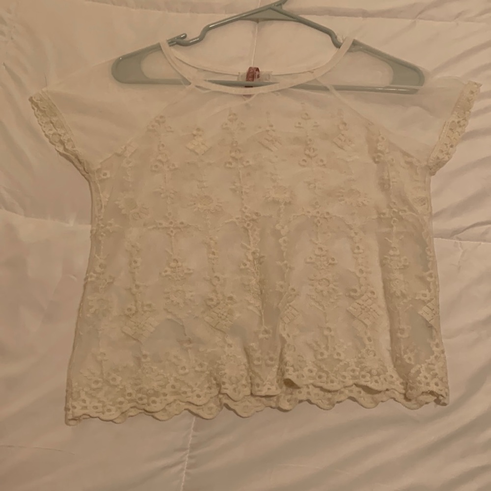 Lace + sheer crop top